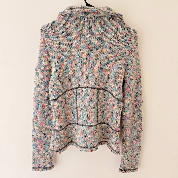 Nine West Womens Y2K Rainbow Speckled Knit Cardigan Sweater Size S Soft Grunge - Picture 2 of 8